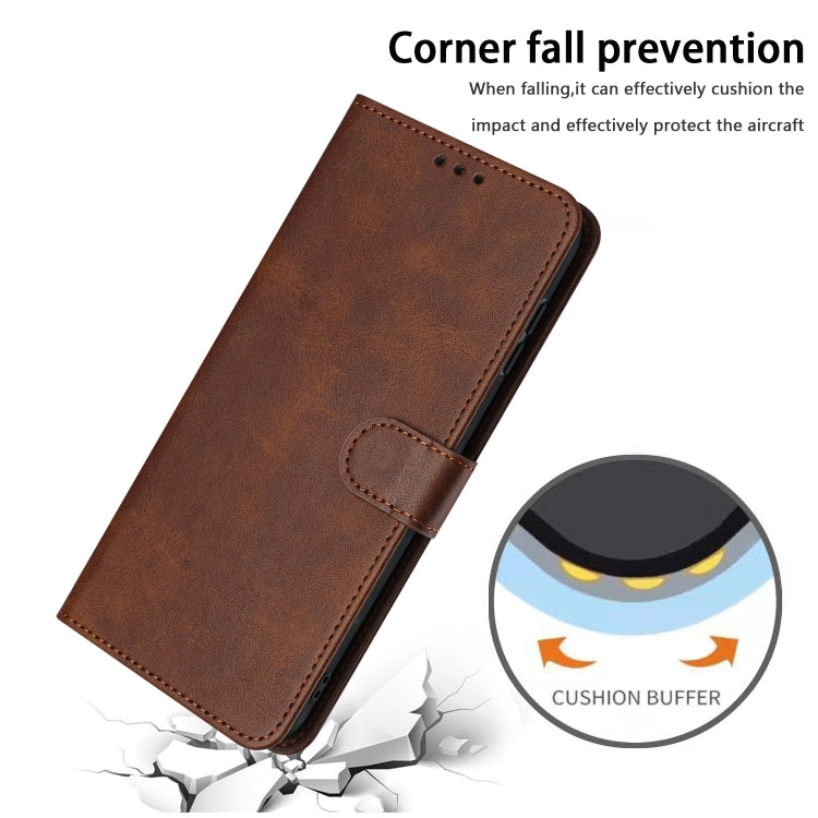 For Samsung Galaxy S25+ / S24+ 5G Solid Calf Texture Flip Leather Phone Case(Brown) - Galaxy S25+ 5G Cases by PMC TechLife | Online Shopping South Africa | PMC TechLife | Buy Now Pay Later Mobicred