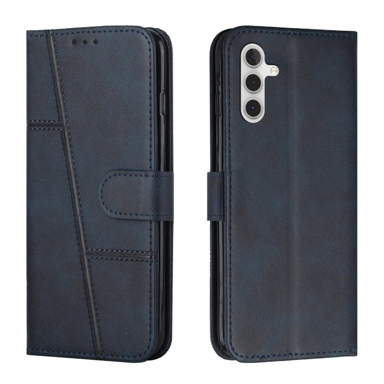 For Samsung Galaxy S25 / S24 5G Stitching Calf Texture Buckle Leather Phone Case(Blue) - Galaxy S25 5G Cases by PMC Jewellery | Online Shopping South Africa | PMC Jewellery | Buy Now Pay Later Mobicred