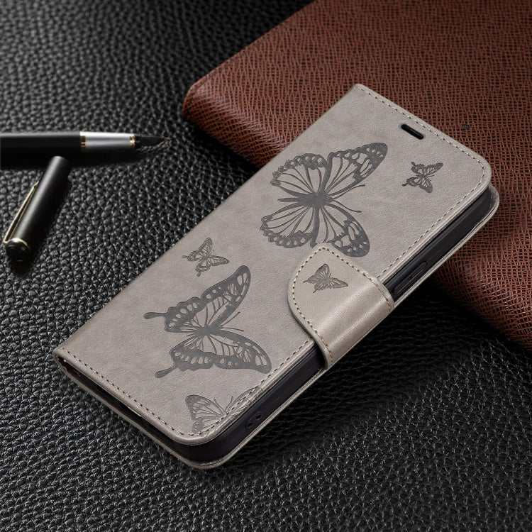 For Samsung Galaxy S25 5G Embossing Two Butterflies Pattern Leather Phone Case(Grey) - Galaxy S25 5G Cases by PMC Jewellery | Online Shopping South Africa | PMC Jewellery | Buy Now Pay Later Mobicred