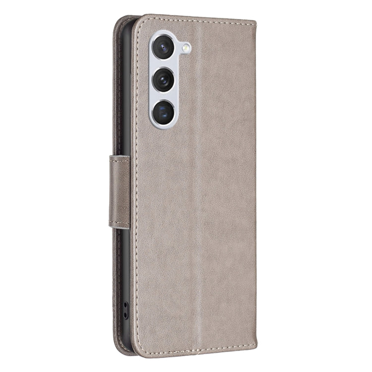 For Samsung Galaxy S25 5G Embossing Two Butterflies Pattern Leather Phone Case(Grey) - Galaxy S25 5G Cases by PMC Jewellery | Online Shopping South Africa | PMC Jewellery | Buy Now Pay Later Mobicred