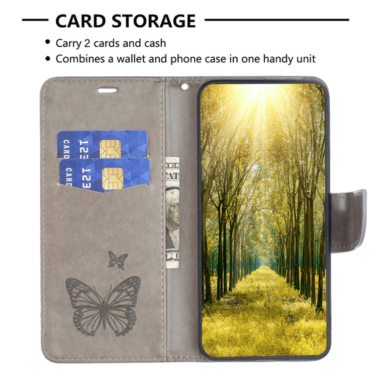 For Samsung Galaxy S25 5G Embossing Two Butterflies Pattern Leather Phone Case(Grey) - Galaxy S25 5G Cases by PMC Jewellery | Online Shopping South Africa | PMC Jewellery | Buy Now Pay Later Mobicred