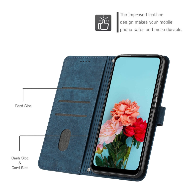 For Samsung Galaxy S25+ / S24+ 5G Skin Feel Stripe Pattern Leather Phone Case with Long Lanyard(Blue) - Galaxy S25+ 5G Cases by PMC Jewellery | Online Shopping South Africa | PMC Jewellery | Buy Now Pay Later Mobicred