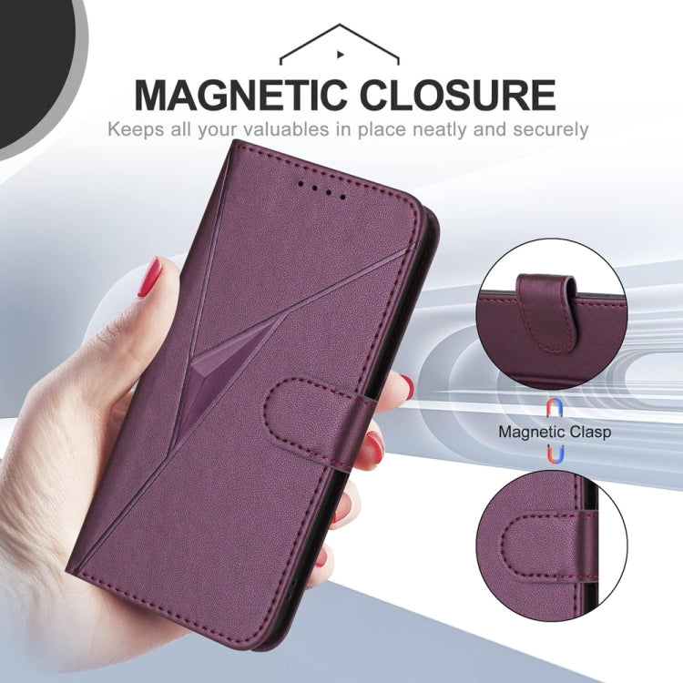 For Tecno Spark Go 2024 Triangle Pattern Buckle Clasp Leather Phone Case(Dark Purple) - Tecno Cases by PMC Jewellery | Online Shopping South Africa | PMC Jewellery | Buy Now Pay Later Mobicred