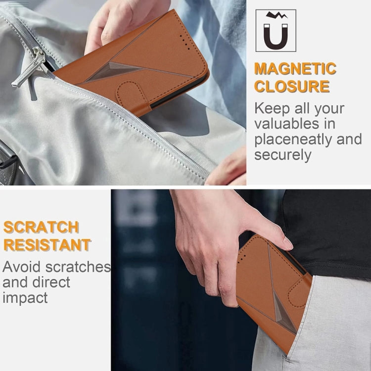 For Tecno Spark Go 2024 Triangle Pattern Buckle Clasp Leather Phone Case(Brown) - Tecno Cases by PMC Jewellery | Online Shopping South Africa | PMC Jewellery | Buy Now Pay Later Mobicred