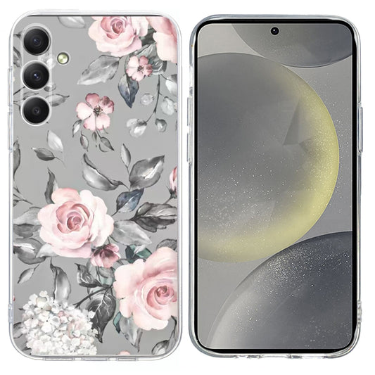 For Samsung Galaxy S25+ 5G Colorful Painting Pattern TPU Phone Case(Flowers On Grey) - Galaxy S25+ 5G Cases by PMC Jewellery | Online Shopping South Africa | PMC Jewellery | Buy Now Pay Later Mobicred