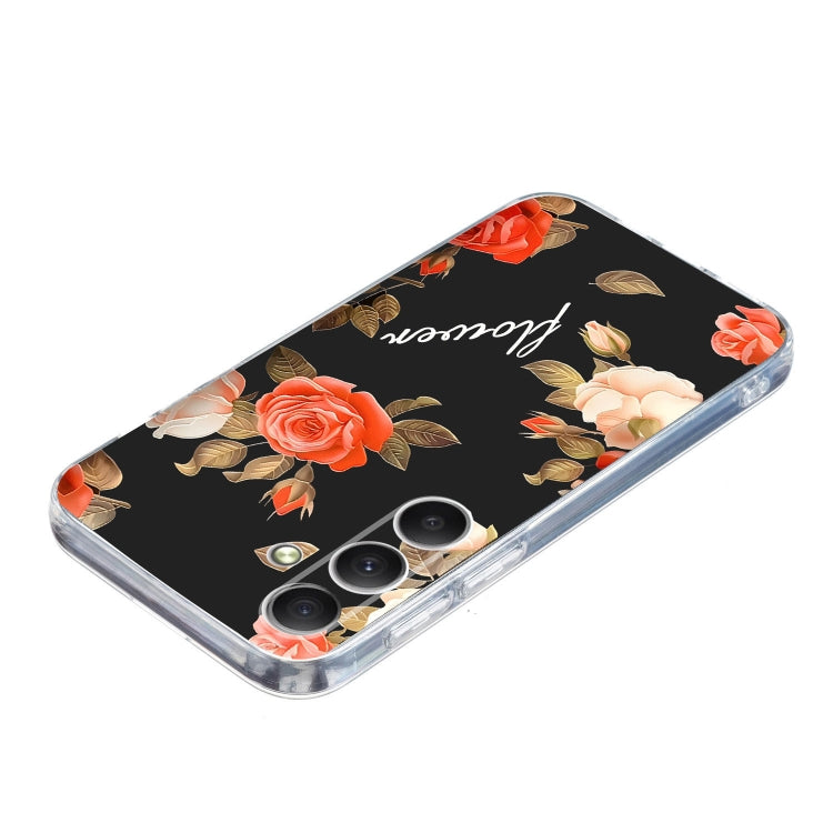 For Samsung Galaxy S25 5G Colorful Painting Pattern TPU Phone Case(Flowers On Black) - Galaxy S25 5G Cases by PMC Jewellery | Online Shopping South Africa | PMC Jewellery | Buy Now Pay Later Mobicred