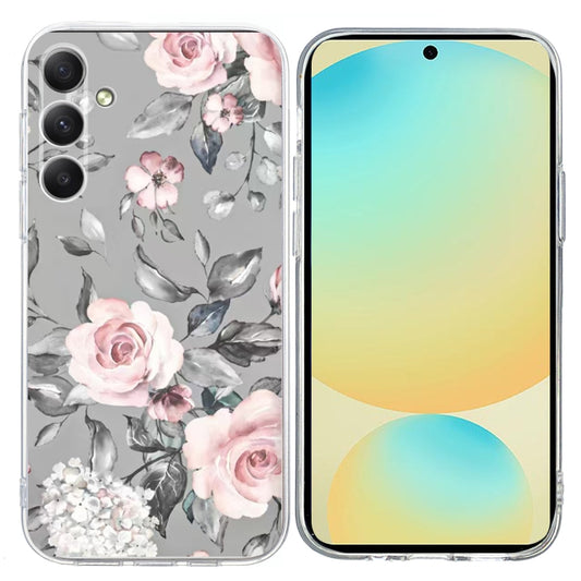 For Samsung Galaxy S25 FE 5G Colorful Painting Pattern TPU Phone Case(Flowers On Grey) - Galaxy Phone Cases by PMC Jewellery | Online Shopping South Africa | PMC Jewellery | Buy Now Pay Later Mobicred