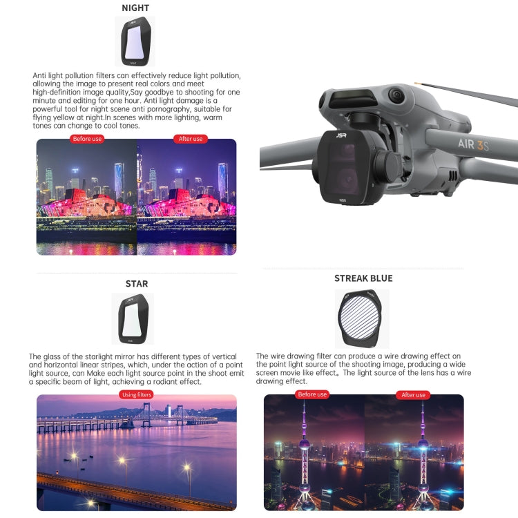 For DJI Air 3S JSR CB Series Drone Lens Filter, Filter:STAR - free shipping - PMC TechLife - Order now!