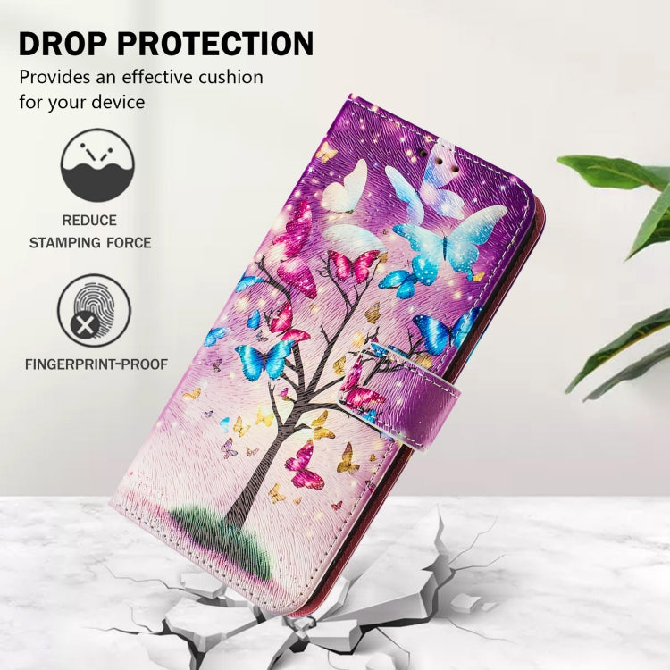 For iPhone 16e Art Colored Drawing Pattern Leather Phone Case(Butterfly branch) - iPhone 16e Cases by PMC TechLife | Online Shopping South Africa | PMC TechLife | Buy Now Pay Later Mobicred