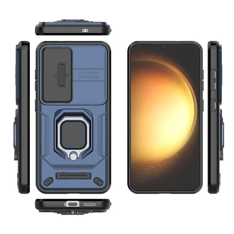 For Samsung Galaxy S25 5G Sliding Camshield TPU + PC Shockproof Phone Case with Holder(Blue) - free shipping - PMC Jewellery - Order now!