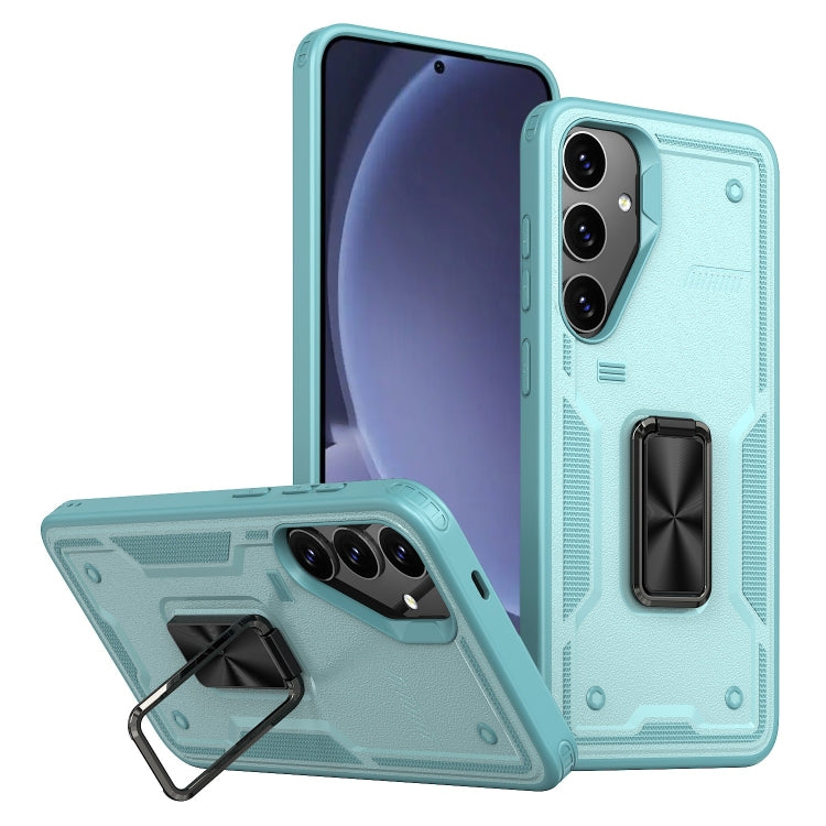 For Samsung Galaxy S25+ 5G Ring Holder PC Hybrid TPU Phone Case(Blue) - Galaxy S25+ 5G Cases by PMC Jewellery | Online Shopping South Africa | PMC Jewellery | Buy Now Pay Later Mobicred