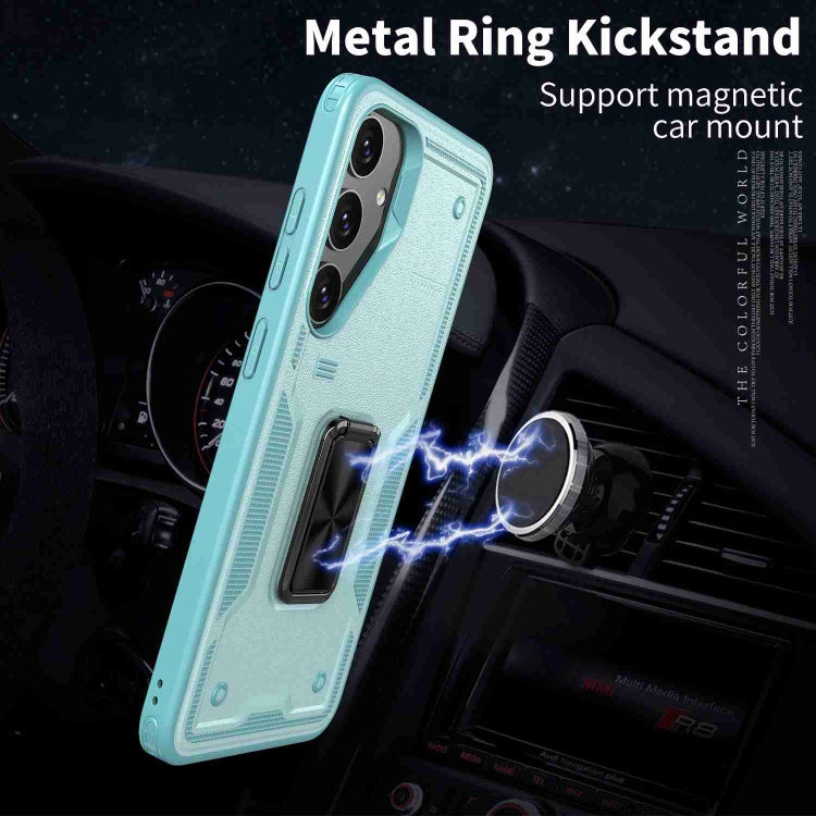 For Samsung Galaxy S25+ 5G Ring Holder PC Hybrid TPU Phone Case(Blue) - Galaxy S25+ 5G Cases by PMC Jewellery | Online Shopping South Africa | PMC Jewellery | Buy Now Pay Later Mobicred