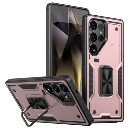 For Samsung Galaxy S25 Ultra 5G Ring Holder PC Hybrid TPU Phone Case(Rose Gold) - Galaxy S25 Ultra 5G Cases by PMC Jewellery | Online Shopping South Africa | PMC Jewellery | Buy Now Pay Later Mobicred