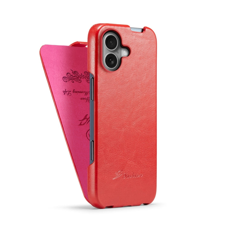 For iPhone 16 Fierre Shann 64 Texture Vertical Flip PU Leather Phone Case(Red) - free shipping - PMC Jewellery - Order now!