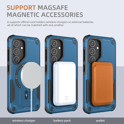 For Samsung Galaxy S24 5G / S25 5G Armor MagSafe Holder PC Hybrid TPU Phone Case(Dark Blue) - Galaxy S25 5G Cases by PMC Jewellery | Online Shopping South Africa | PMC Jewellery | Buy Now Pay Later Mobicred