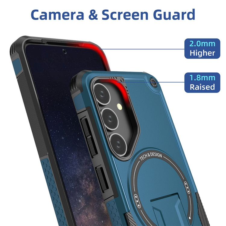 For Samsung Galaxy S24+ 5G / S25+ 5G Armor MagSafe Holder PC Hybrid TPU Phone Case(Dark Blue) - Galaxy S25+ 5G Cases by PMC Jewellery | Online Shopping South Africa | PMC Jewellery | Buy Now Pay Later Mobicred