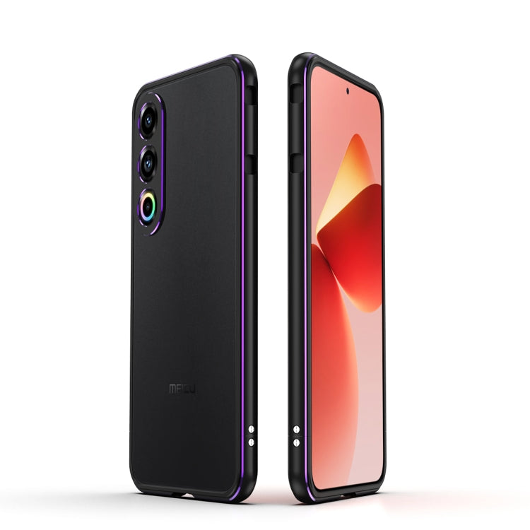 For Meizu 21 Aurora Series Lens Protector + Metal Frame Phone Case(Black Purple) - Meizu by PMC TechLife | Online Shopping South Africa | PMC TechLife | Buy Now Pay Later Mobicred