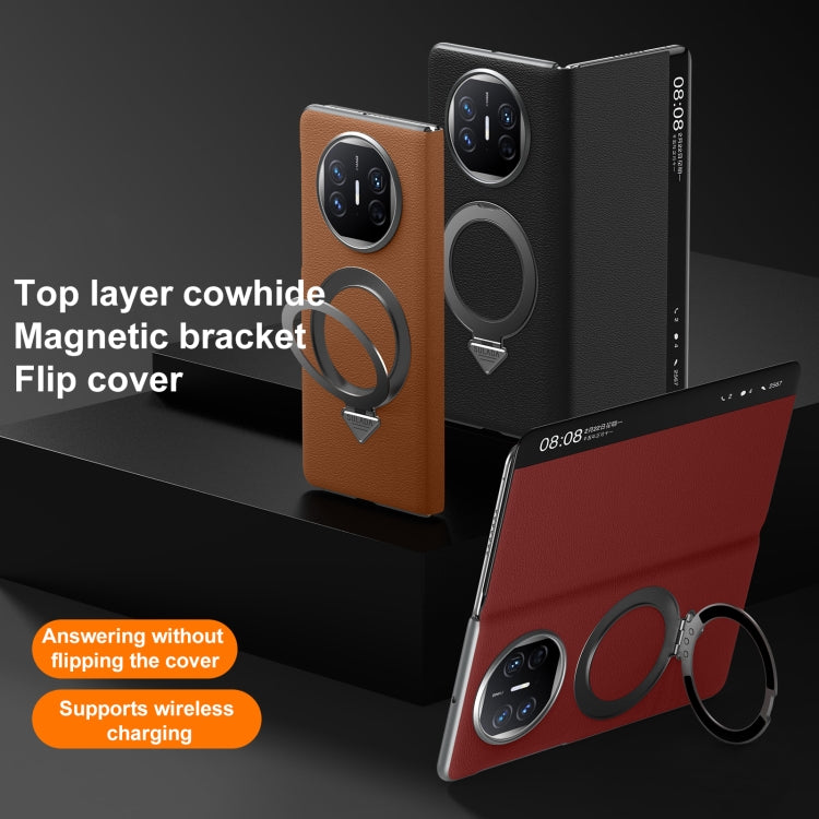 For Huawei Mate X6 SULADA Smart View Window MagSafe Magnetic Holder Leather Phone Case(Brown) - Huawei Cases by SULADA | Online Shopping South Africa | PMC TechLife | Buy Now Pay Later Mobicred