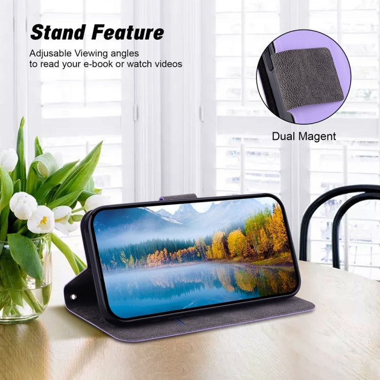 For iPhone 16e Ultra-thin Voltage Magnetic Buckle Leather Phone Case(Purple) - iPhone 16e Cases by PMC TechLife | Online Shopping South Africa | PMC TechLife | Buy Now Pay Later Mobicred
