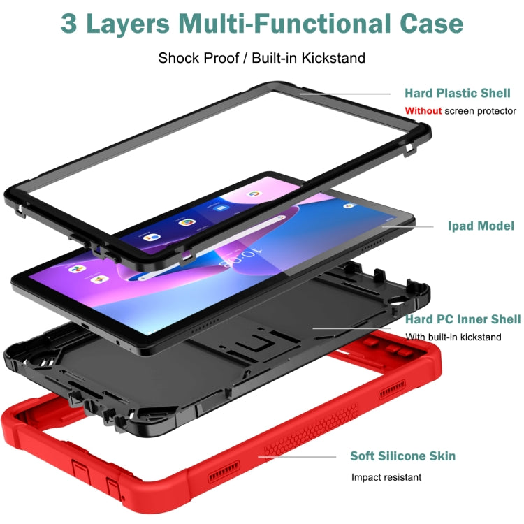 For Lenovo Tab M10 3rd Gen / TB328 Silicone Hybrid PC Tablet Case with Holder(Red Black) - Lenovo by PMC TechLife | Online Shopping South Africa | PMC TechLife | Buy Now Pay Later Mobicred