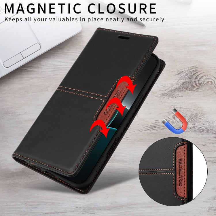 For iPhone 16 Pro GQUTROBE G01 RFID Anti-theft Leather Phone Case(Black) - iPhone 16 Pro Cases by GQUTROBE | Online Shopping South Africa | PMC Jewellery | Buy Now Pay Later Mobicred