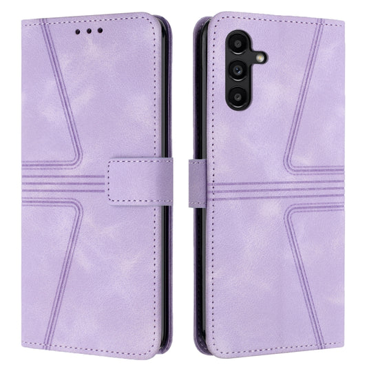 For Samsung Galaxy S25 5G Triangle Solid Color Leather Phone Case(Purple) - Galaxy S25 5G Cases by PMC Jewellery | Online Shopping South Africa | PMC Jewellery | Buy Now Pay Later Mobicred