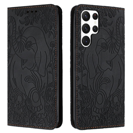 For Samsung Galaxy S25 Ultra 5G Retro Elephant Embossed Leather Phone Case(Black) - Galaxy S25 Ultra 5G Cases by PMC Jewellery | Online Shopping South Africa | PMC Jewellery | Buy Now Pay Later Mobicred