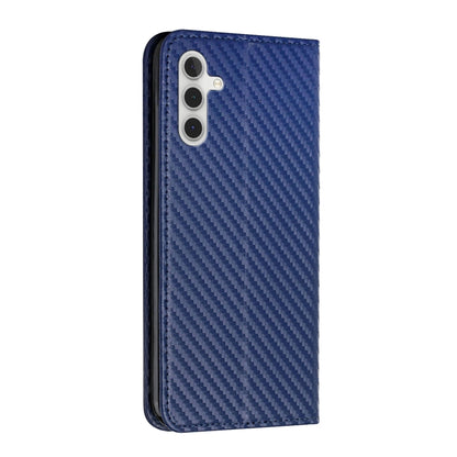 For Samsung Galaxy S25 5G Carbon Fiber Texture Magnetic Flip Leather Phone Case(Blue) - Galaxy S25 5G Cases by PMC Jewellery | Online Shopping South Africa | PMC Jewellery | Buy Now Pay Later Mobicred