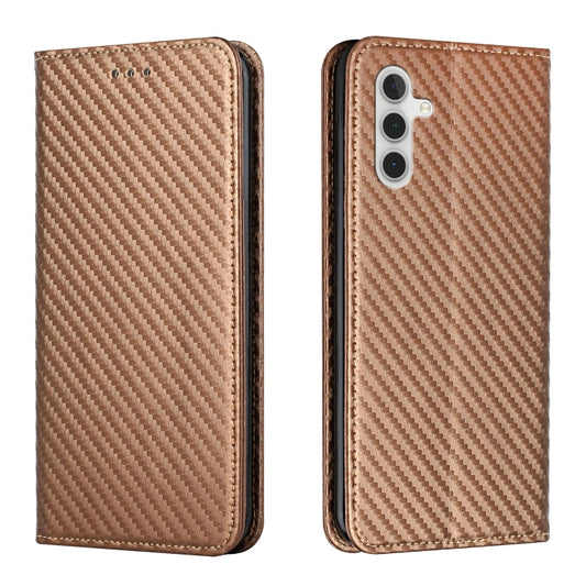 For Samsung Galaxy S25+ 5G Carbon Fiber Texture Magnetic Flip Leather Phone Case(Brown) - Galaxy S25+ 5G Cases by PMC Jewellery | Online Shopping South Africa | PMC Jewellery | Buy Now Pay Later Mobicred