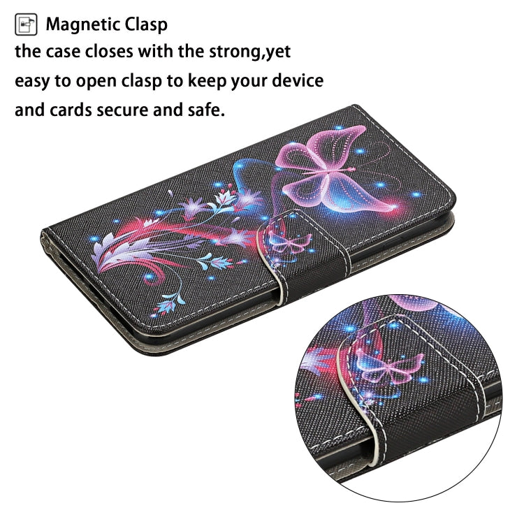 For Samsung Galaxy S25 Ultra 5G Colored Drawing Pattern Leather Phone Case(Fluorescent Butterfly) - Galaxy S25 Ultra 5G Cases by PMC Jewellery | Online Shopping South Africa | PMC Jewellery | Buy Now Pay Later Mobicred