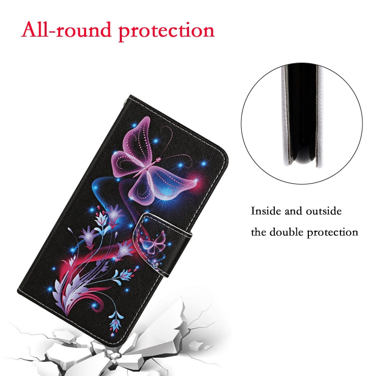 For Samsung Galaxy S25 Ultra 5G Colored Drawing Pattern Leather Phone Case(Fluorescent Butterfly) - Galaxy S25 Ultra 5G Cases by PMC Jewellery | Online Shopping South Africa | PMC Jewellery | Buy Now Pay Later Mobicred