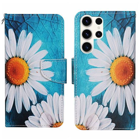 For Samsung Galaxy S25 Ultra 5G Colored Drawing Pattern Leather Phone Case(Chrysanthemum) - Galaxy S25 Ultra 5G Cases by PMC Jewellery | Online Shopping South Africa | PMC Jewellery | Buy Now Pay Later Mobicred