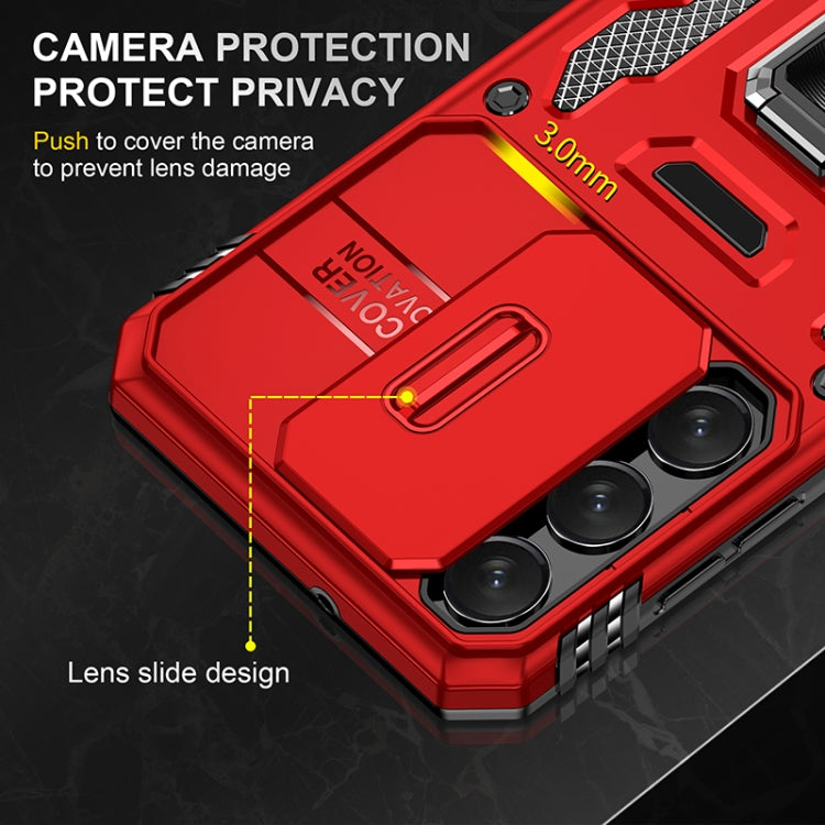 For Samsung Galaxy S25+ 5G Armor PC Hybrid TPU Camera Shield Phone Case(Red) - Galaxy S25+ 5G Cases by PMC Jewellery | Online Shopping South Africa | PMC Jewellery | Buy Now Pay Later Mobicred