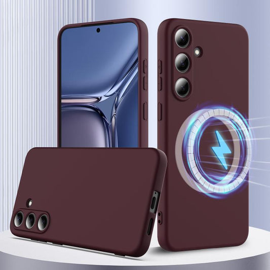 For Samsung Galaxy S25 5G Shockproof Silicone Magsafe Phone Case(Plum Color) - Galaxy S25 5G Cases by PMC Jewellery | Online Shopping South Africa | PMC Jewellery | Buy Now Pay Later Mobicred