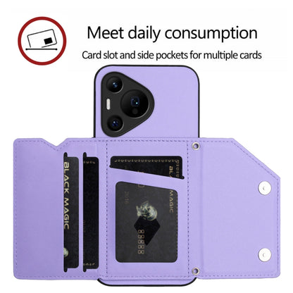 For Huawei Pura 70 Pro Skin Feel Four Card Slots Phone Case with Wrist Strap(Purple) - Huawei Cases by PMC Jewellery | Online Shopping South Africa | PMC Jewellery | Buy Now Pay Later Mobicred