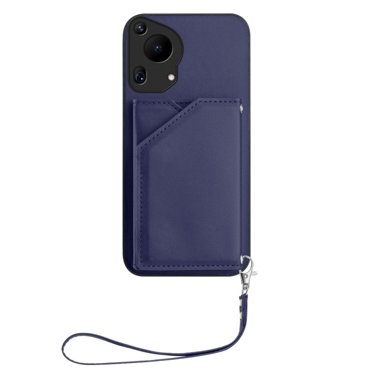 For Huawei Pura 70 Ultra Skin Feel Four Card Slots Phone Case with Wrist Strap(Blue) - Huawei Cases by PMC Jewellery | Online Shopping South Africa | PMC Jewellery | Buy Now Pay Later Mobicred