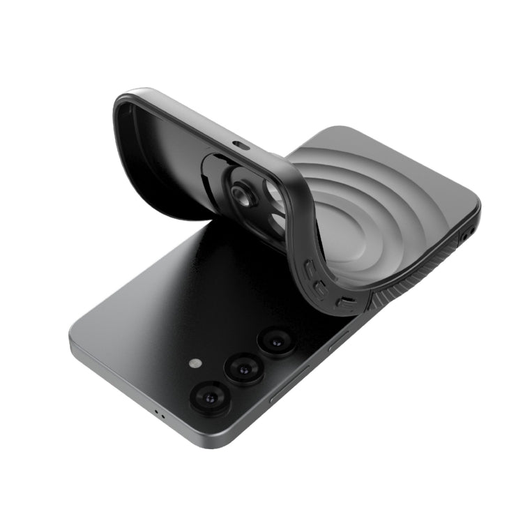 For Samsung Galaxy S25 5G Lens Frame Bracket Corrugated MagSafe Phone Case(Black) - free shipping - PMC Jewellery - Order now!