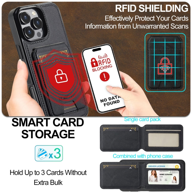 For iPhone 16 Pro Max LC.IMEEKE L3 Series Detachable RFID Card Bag Magsafe Phone Case(Black) - iPhone 16 Pro Max Cases by LC.IMEEKE | Online Shopping South Africa | PMC Jewellery | Buy Now Pay Later Mobicred
