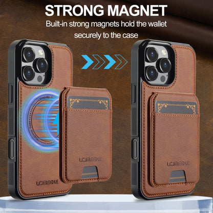 For iPhone 16 Pro Max LC.IMEEKE L3 Series Detachable RFID Card Bag Magsafe Phone Case(Brown) - iPhone 16 Pro Max Cases by LC.IMEEKE | Online Shopping South Africa | PMC Jewellery | Buy Now Pay Later Mobicred