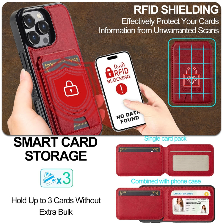 For iPhone 16 Pro LC.IMEEKE L3 Series Detachable RFID Card Bag Magsafe Phone Case(Red) - iPhone 16 Pro Cases by LC.IMEEKE | Online Shopping South Africa | PMC Jewellery | Buy Now Pay Later Mobicred