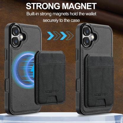 For iPhone 16 Plus LC.IMEEKE L3 Series Detachable RFID Card Bag Magsafe Phone Case(Black) - iPhone 16 Plus Cases by LC.IMEEKE | Online Shopping South Africa | PMC Jewellery | Buy Now Pay Later Mobicred