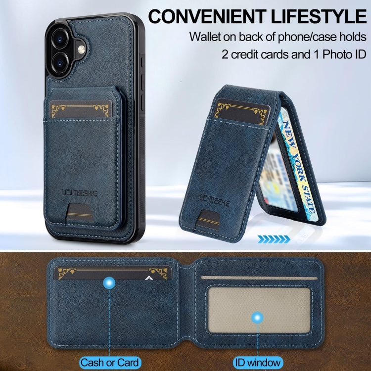 For iPhone 16 Plus LC.IMEEKE L3 Series Detachable RFID Card Bag Magsafe Phone Case(Blue) - iPhone 16 Plus Cases by LC.IMEEKE | Online Shopping South Africa | PMC Jewellery | Buy Now Pay Later Mobicred