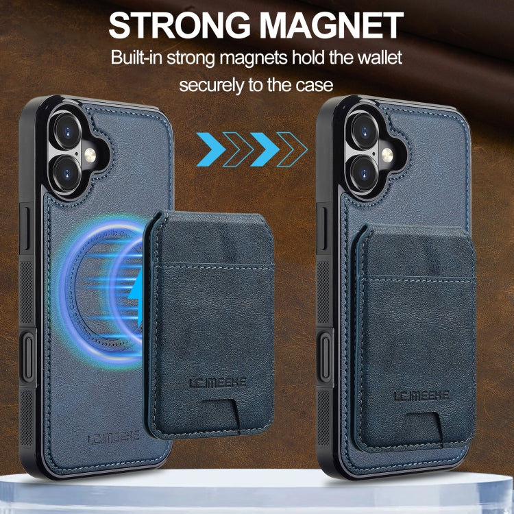 For iPhone 16 LC.IMEEKE L3 Series Detachable RFID Card Bag Magsafe Phone Case(Blue) - iPhone 16 Cases by LC.IMEEKE | Online Shopping South Africa | PMC Jewellery | Buy Now Pay Later Mobicred