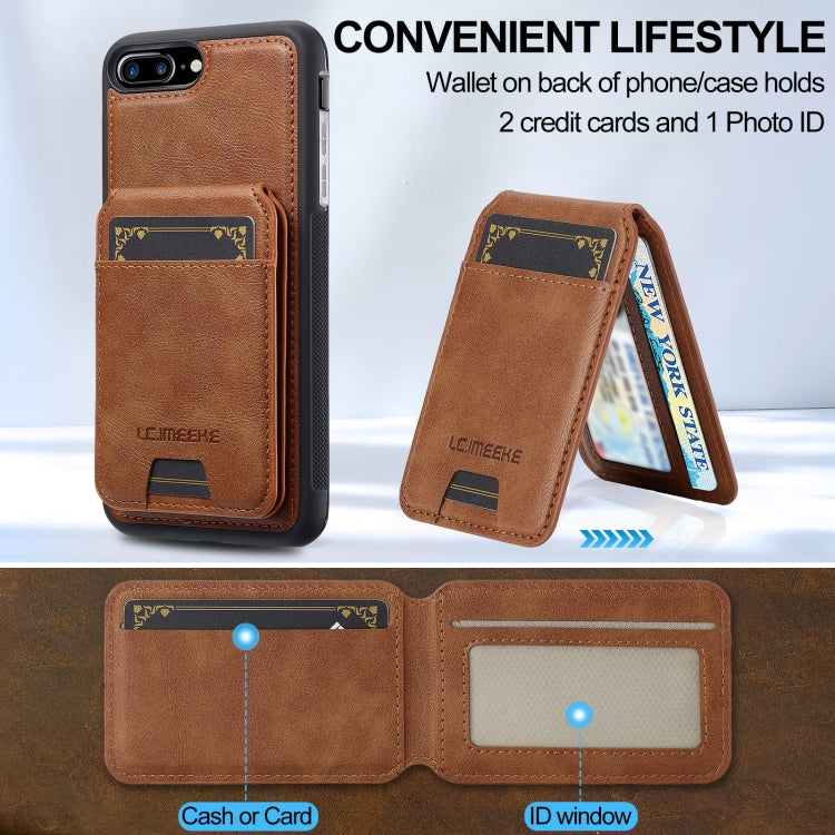 For iPhone 16e LC.IMEEKE L3 Series Detachable RFID Card Bag Magsafe Phone Case(Brown) - iPhone 16e Cases by LC.IMEEKE | Online Shopping South Africa | PMC TechLife | Buy Now Pay Later Mobicred