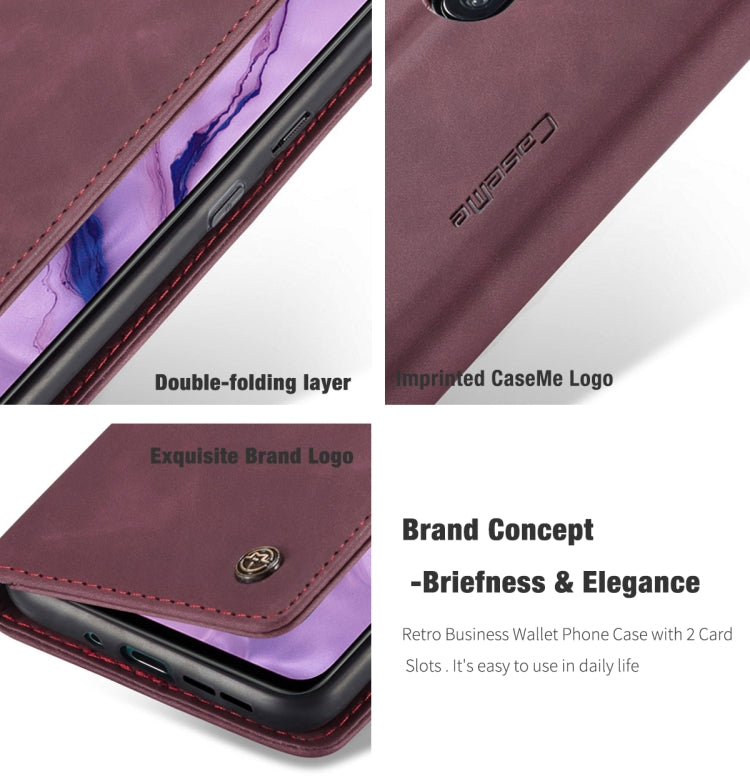 For OnePlus Nord CaseMe-013 Multifunctional Retro Frosted Horizontal Flip Leather Case with Card Slot & Holder & Wallet(Wine Red) - OnePlus Cases by CaseMe | Online Shopping South Africa | PMC Jewellery
