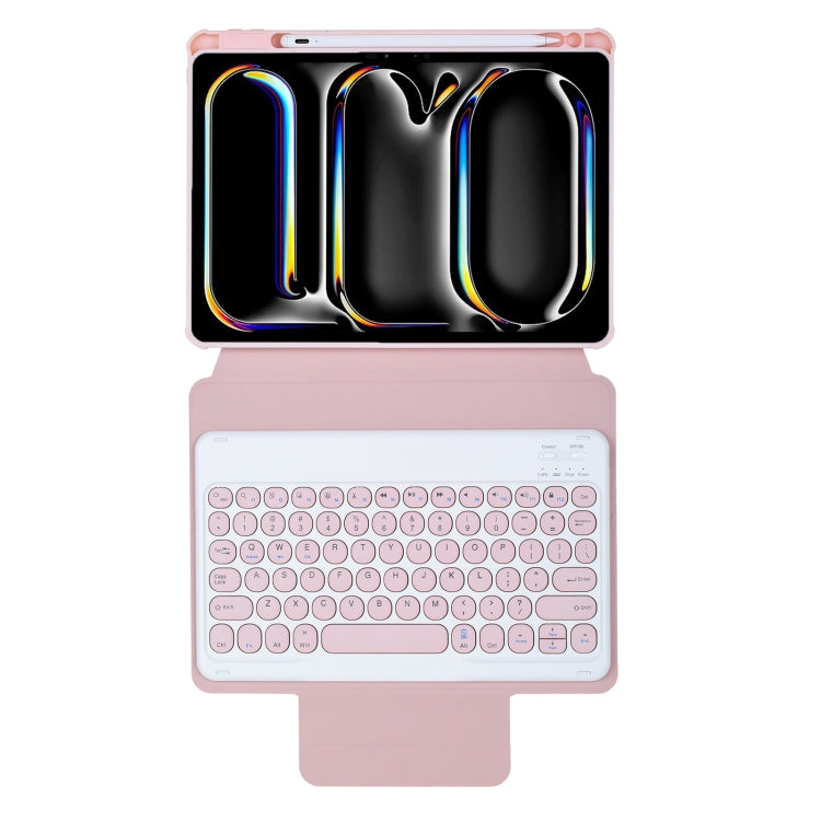 For iPad Pro 11 2024 YL13 360 Rotation Acrylic Transparent Round Keycap Bluetooth Keyboard Leather Case(Pink) - For iPad Pro by PMC Jewellery | Online Shopping South Africa | PMC Jewellery | Buy Now Pay Later Mobicred