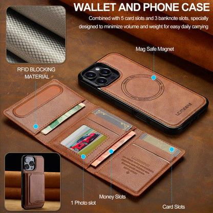 For iPhone 16 Pro Max LC.IMEEKE L5 Series Detachable RFID Card Bag Magsafe Phone Case(Brown) - iPhone 16 Pro Max Cases by LC.IMEEKE | Online Shopping South Africa | PMC Jewellery | Buy Now Pay Later Mobicred