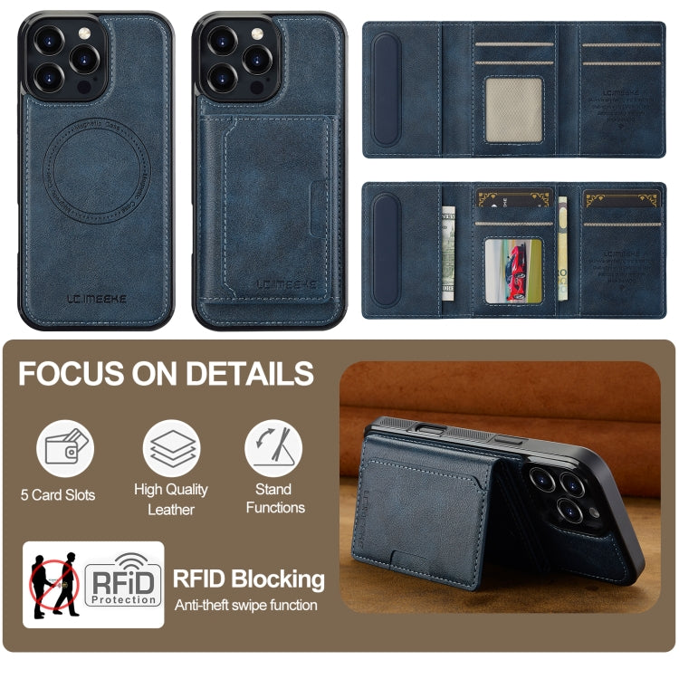 For iPhone 16 Pro Max LC.IMEEKE L5 Series Detachable RFID Card Bag Magsafe Phone Case(Blue) - iPhone 16 Pro Max Cases by LC.IMEEKE | Online Shopping South Africa | PMC Jewellery | Buy Now Pay Later Mobicred