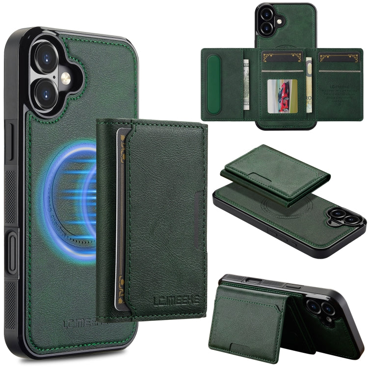 For iPhone 16 LC.IMEEKE L5 Series Detachable RFID Card Bag Magsafe Phone Case(Green) - iPhone 16 Cases by LC.IMEEKE | Online Shopping South Africa | PMC Jewellery | Buy Now Pay Later Mobicred