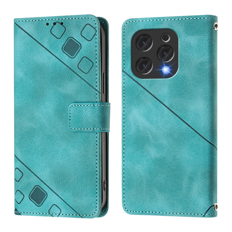 For Doogee N55 Plus Skin-feel Embossed Leather Phone Case(Green) - Doogee Cases by PMC TechLife | Online Shopping South Africa | PMC TechLife | Buy Now Pay Later Mobicred